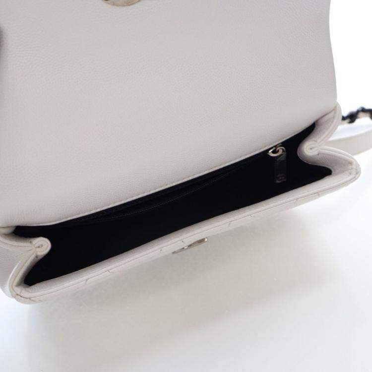 Pre Owned Chanel Small White Caviar My Everything Flap Bag