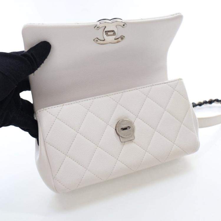 Pre Owned Chanel Small White Caviar My Everything Flap Bag