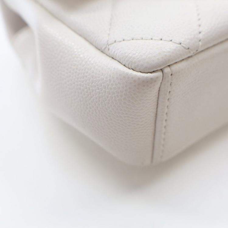Pre Owned Chanel Small White Caviar My Everything Flap Bag