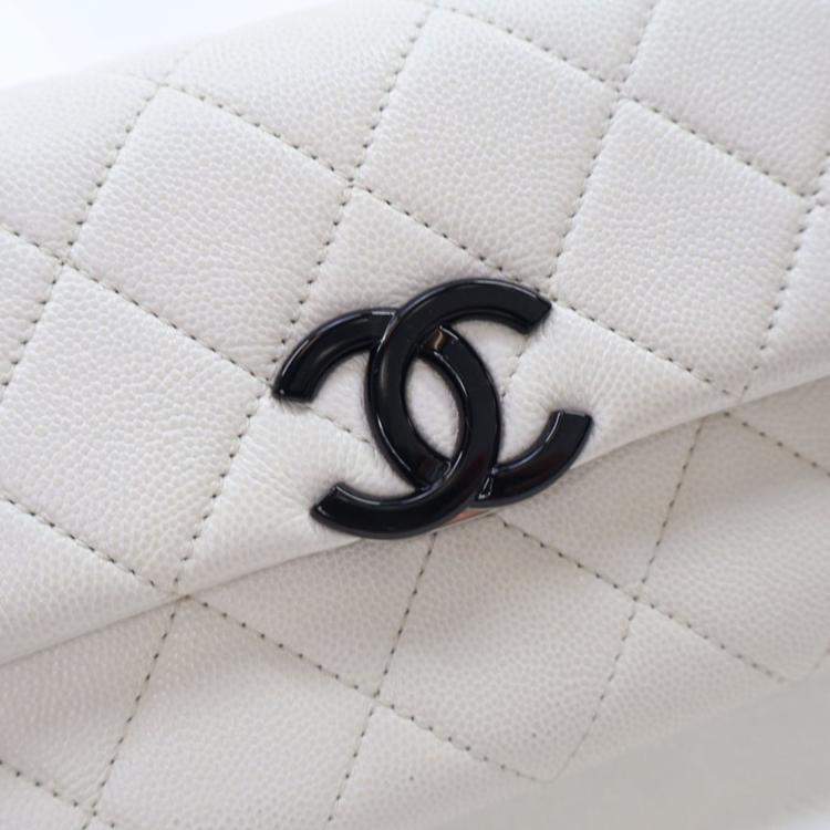 Pre Owned Chanel Small White Caviar My Everything Flap Bag
