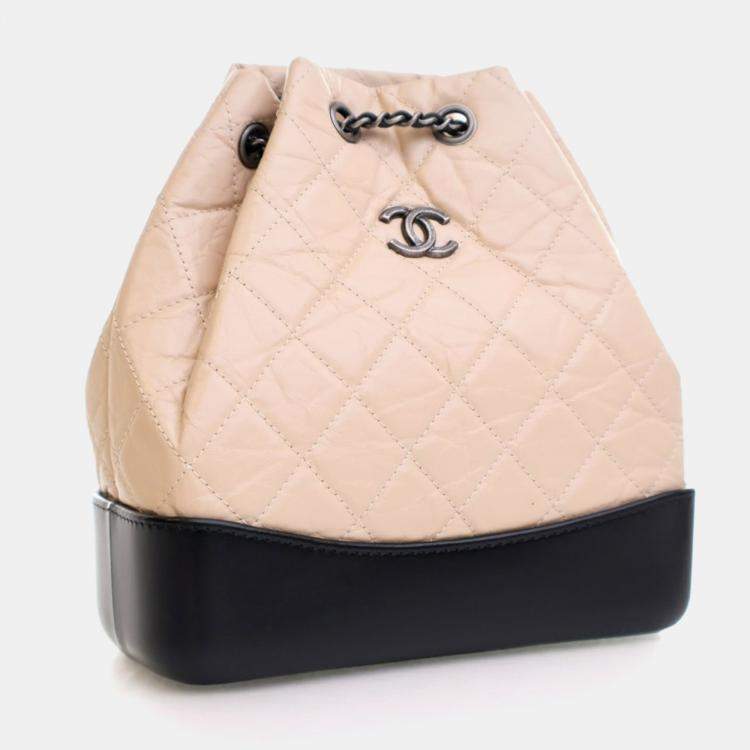 Pre Owned Chanel Small Beige Aged Calfskin Gabrielle Backpack