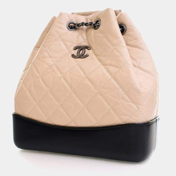 Pre Owned Chanel Small Beige Aged Calfskin Gabrielle Backpack