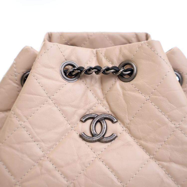 Pre Owned Chanel Small Beige Aged Calfskin Gabrielle Backpack