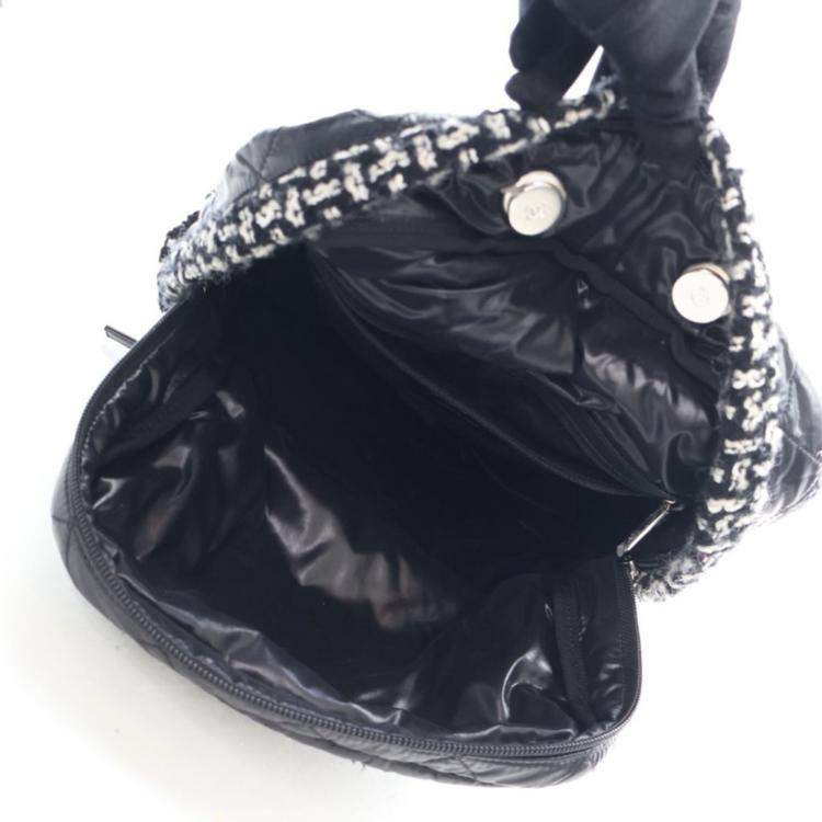 Pre Owned Chanel Black Nylon Tweed Backpack