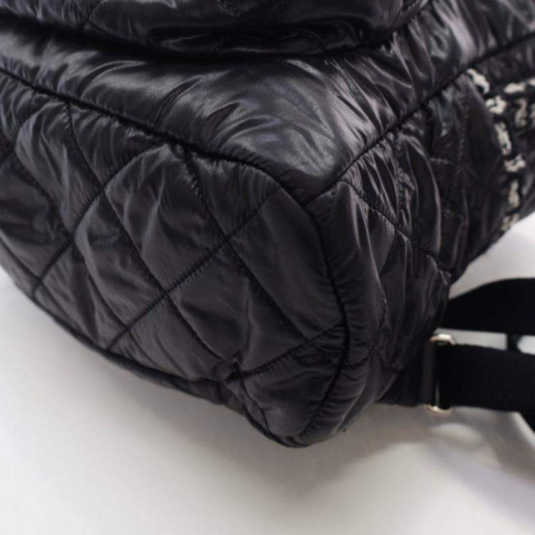 Pre Owned Chanel Black Nylon Tweed Backpack