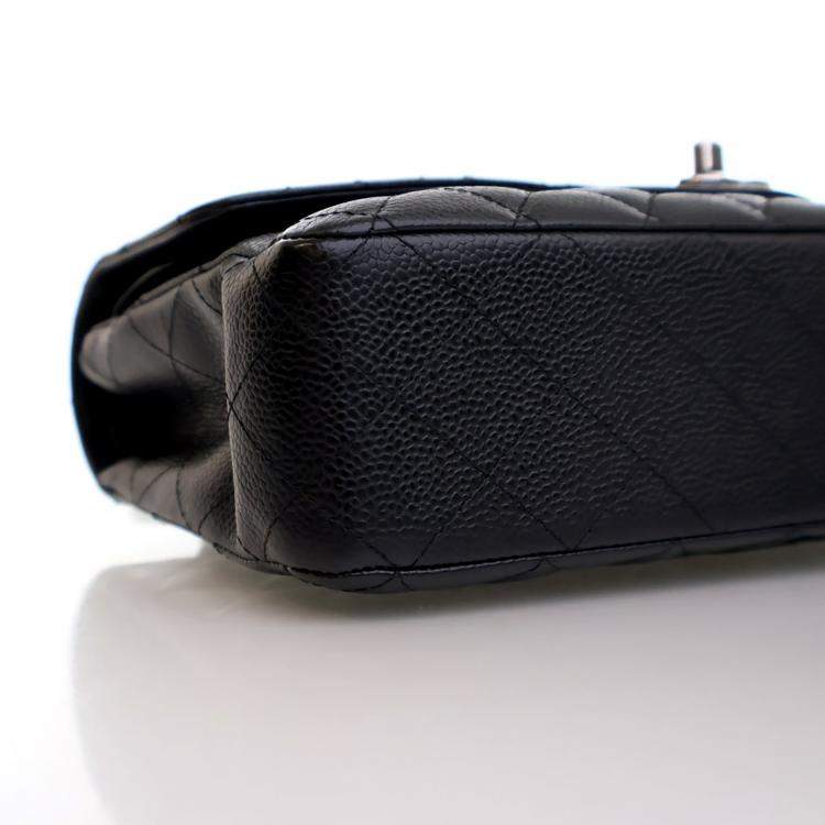 Pre Owned Chanel Medium Black Caviar Classic Double Flap Bag