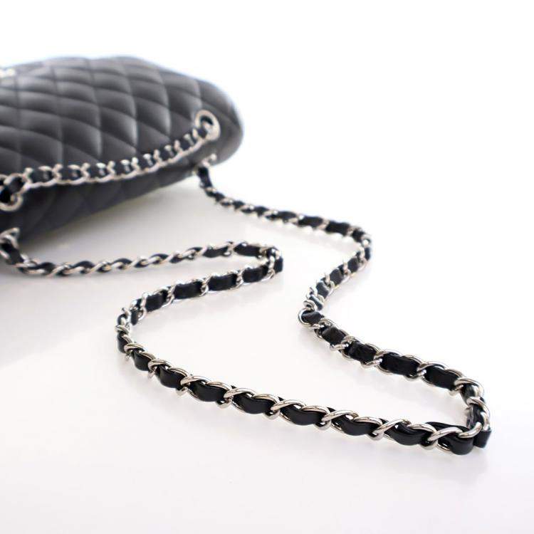 Pre Owned Chanel Medium Black Caviar Classic Double Flap Bag