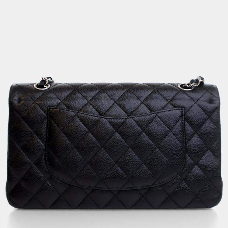 Pre Owned Chanel Medium Black Caviar Classic Double Flap Bag