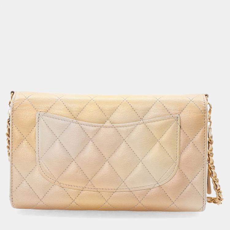 مملوكة مسبقًا Chanel Metallic Lambskin Phone Holder Wallet On Chain (WOC)