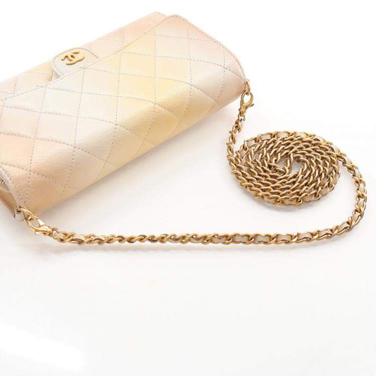 مملوكة مسبقًا Chanel Metallic Lambskin Phone Holder Wallet On Chain (WOC)