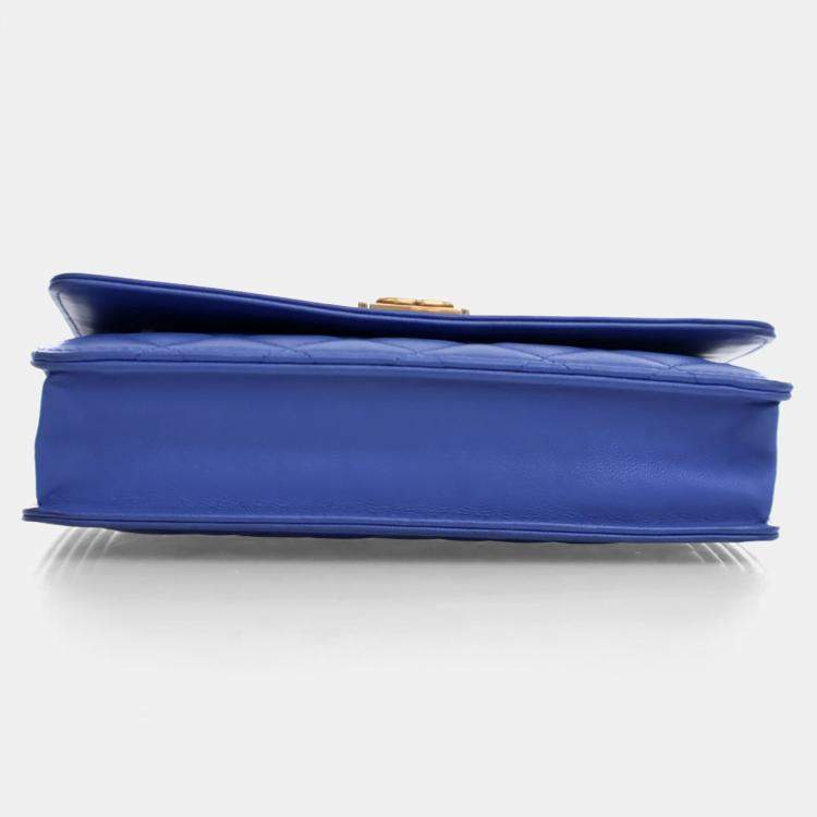 Pre Owned Chanel Blue Lambskin Boy Wallet on Chain (WOC)