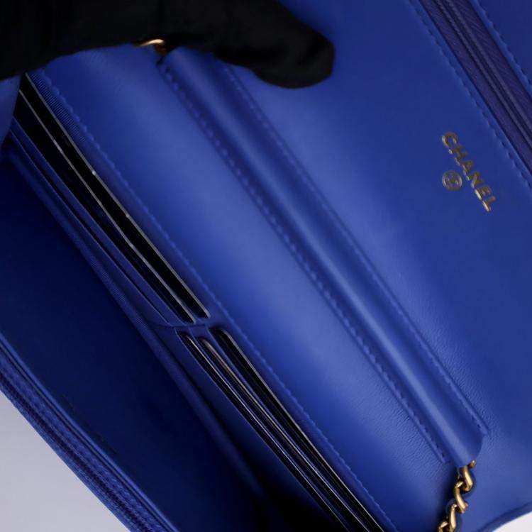 Pre Owned Chanel Blue Lambskin Boy Wallet on Chain (WOC)