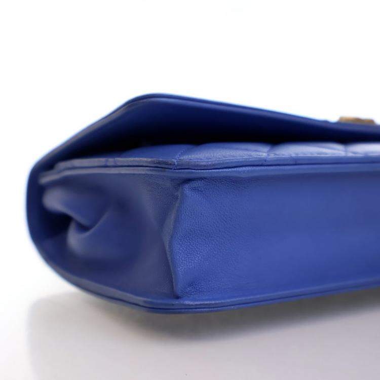 Pre Owned Chanel Blue Lambskin Boy Wallet on Chain (WOC)