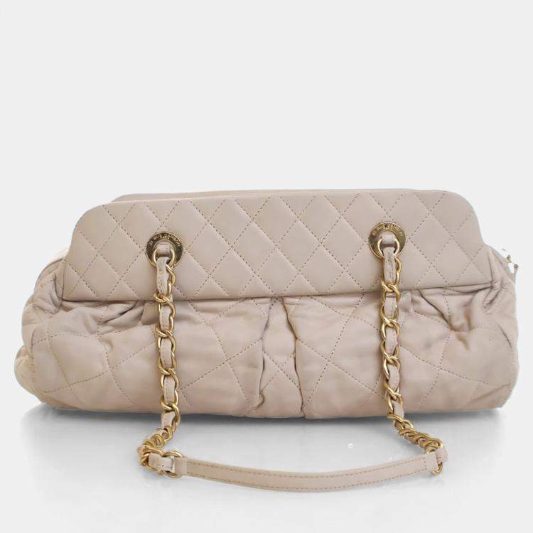 Pre Owned Chanel Beige Calfskin Chic Quilt Bowling Bag
