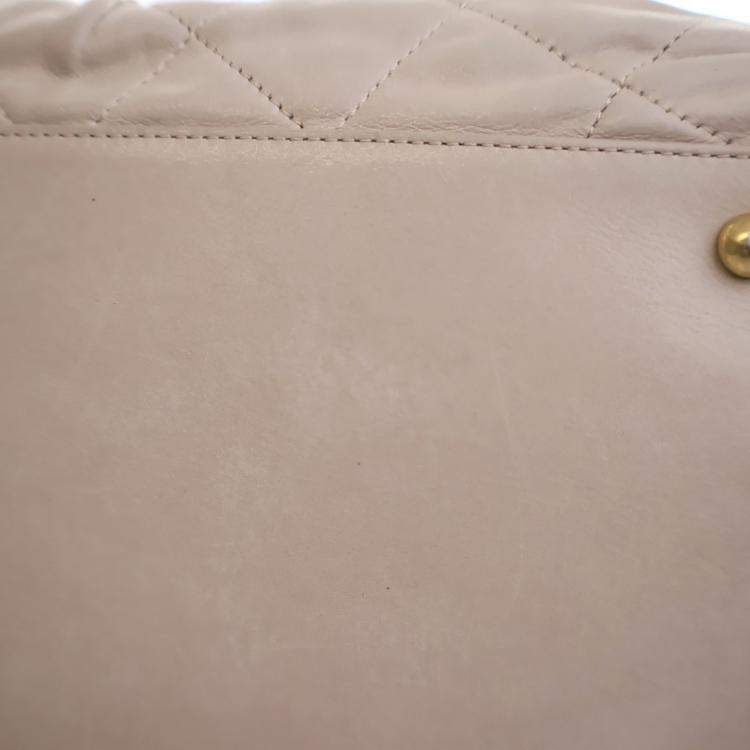 Pre Owned Chanel Beige Calfskin Chic Quilt Bowling Bag