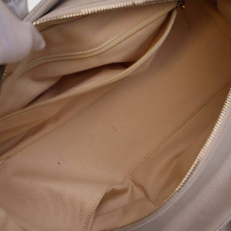 Pre Owned Chanel Beige Calfskin Chic Quilt Bowling Bag