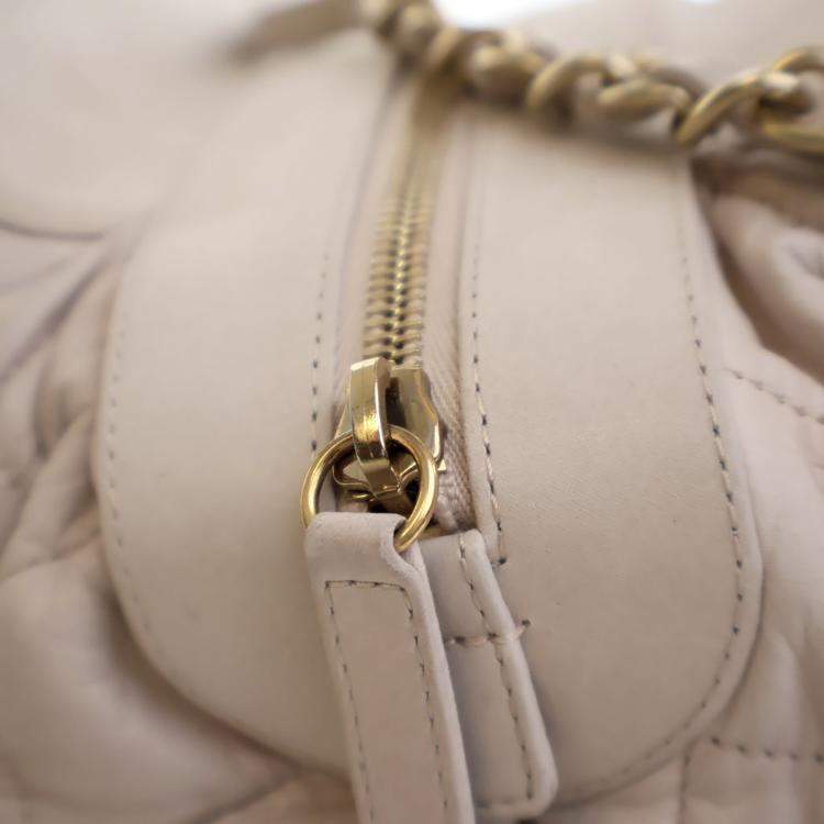 Pre Owned Chanel Beige Calfskin Chic Quilt Bowling Bag
