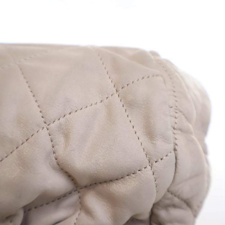 Pre Owned Chanel Beige Calfskin Chic Quilt Bowling Bag