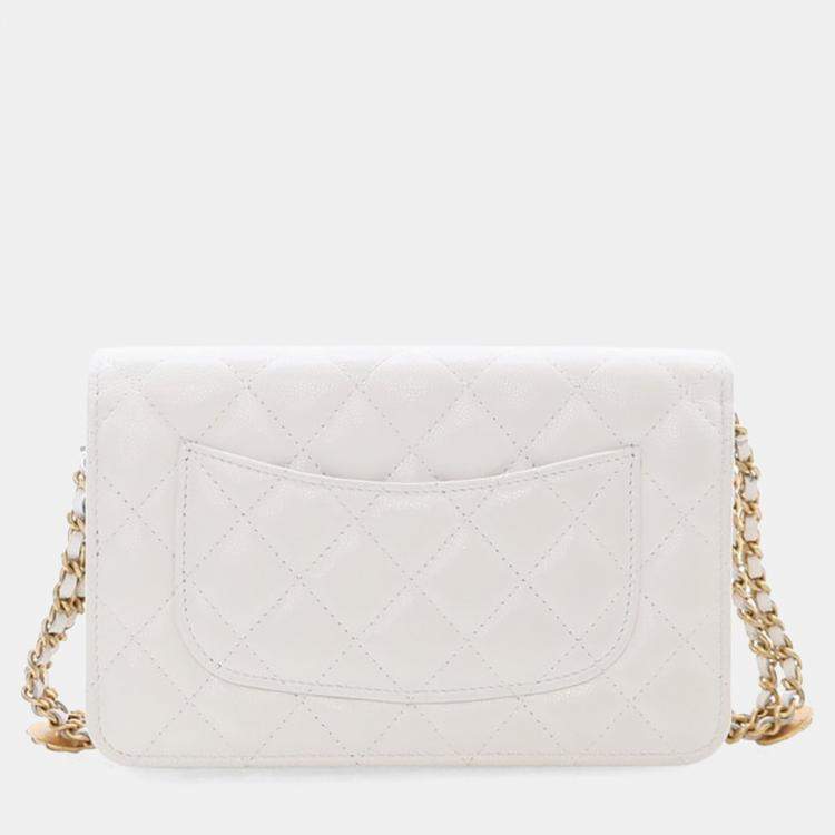 Pre Owned Chanel Caviar Twist Your Buttons Wallet On Chain (WOC)