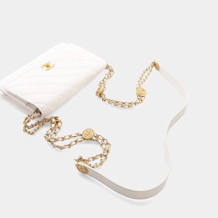 Pre Owned Chanel Caviar Twist Your Buttons Wallet On Chain (WOC)