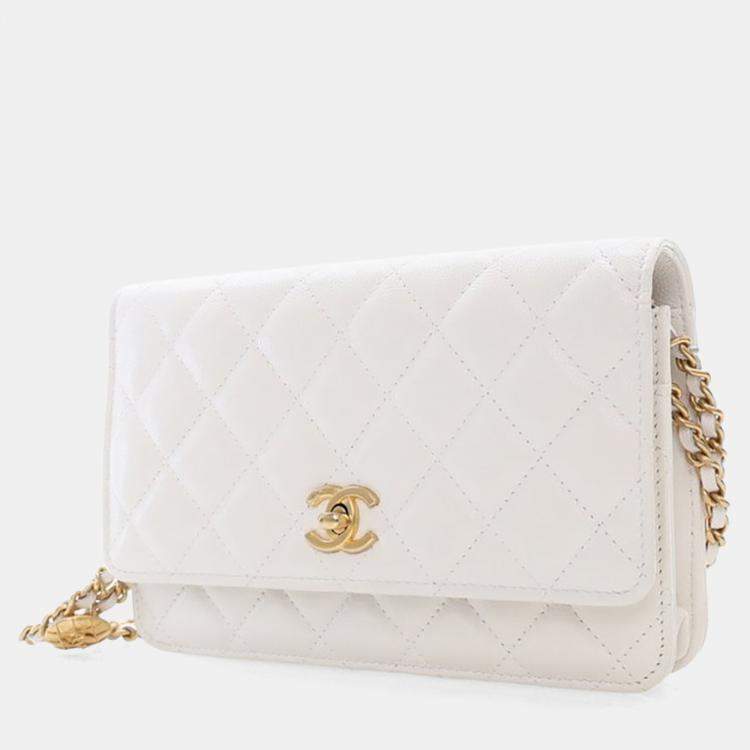 Pre Owned Chanel Caviar Twist Your Buttons Wallet On Chain (WOC)