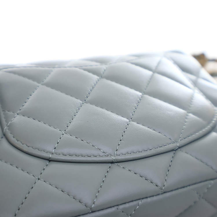 Pre Owned Chanel Mini Blue Lambskin Casino Royal Square Flap Bag