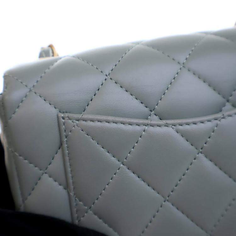 Pre Owned Chanel Mini Blue Lambskin Casino Royal Square Flap Bag