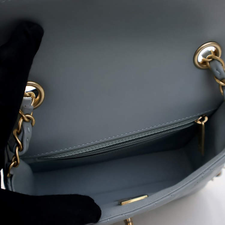 Pre Owned Chanel Mini Blue Lambskin Casino Royal Square Flap Bag