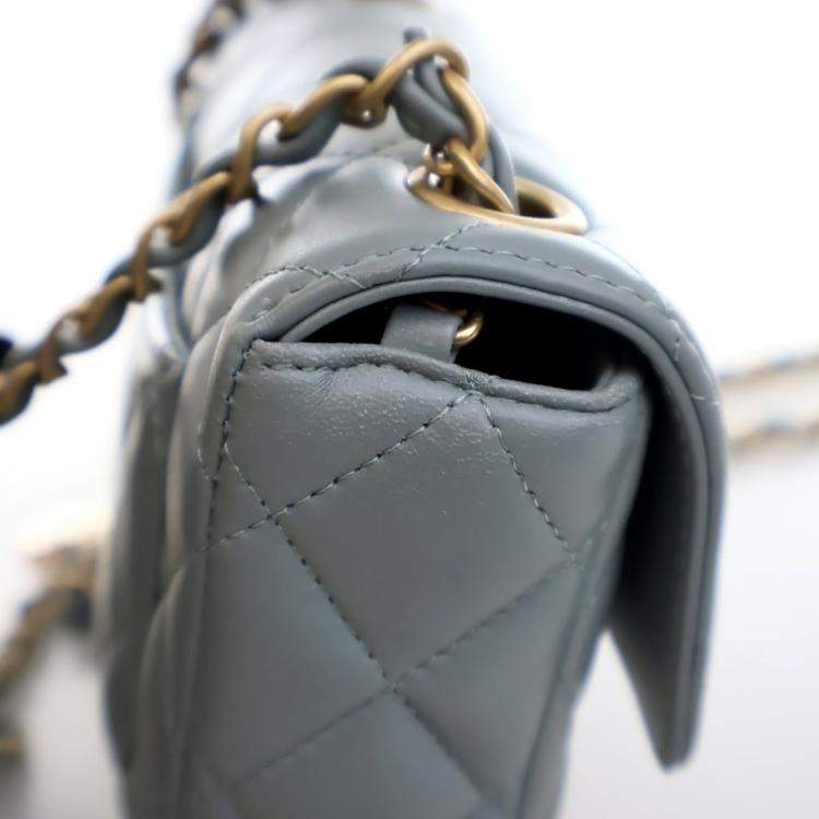 Pre Owned Chanel Mini Blue Lambskin Casino Royal Square Flap Bag