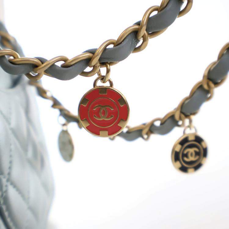 Pre Owned Chanel Mini Blue Lambskin Casino Royal Square Flap Bag