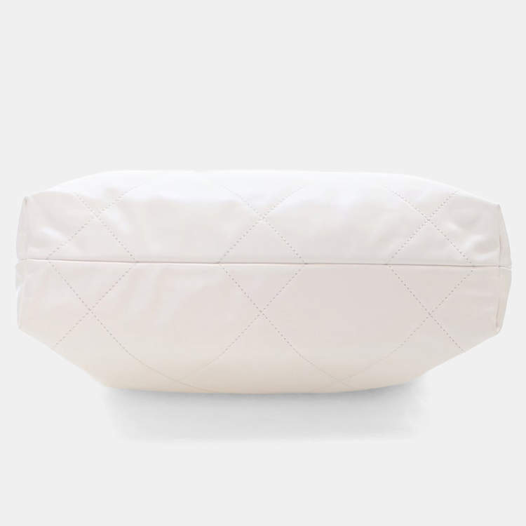 Pre Owned Chanel Small White Goatskin 22 Hobo