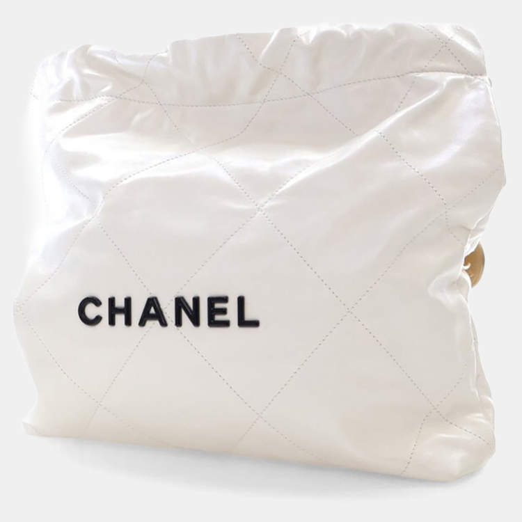 Pre Owned Chanel Small White Goatskin 22 Hobo