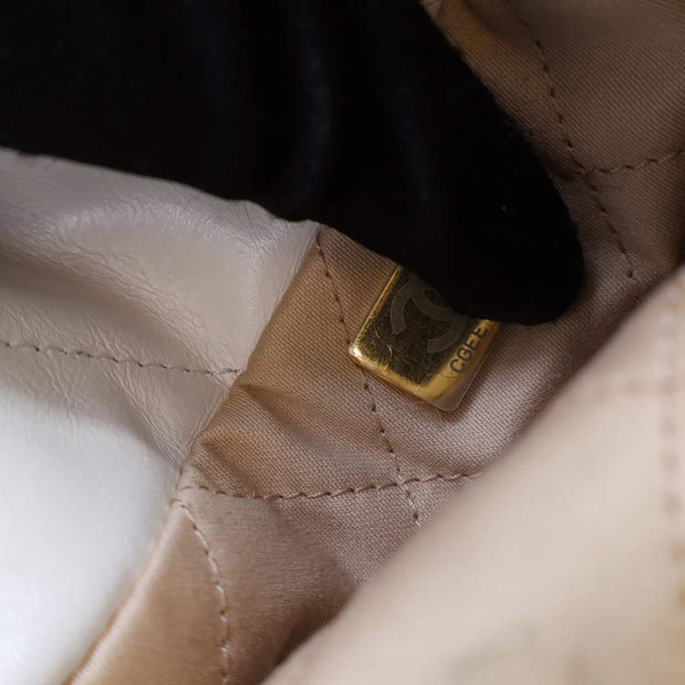 Pre Owned Chanel Small White Goatskin 22 Hobo