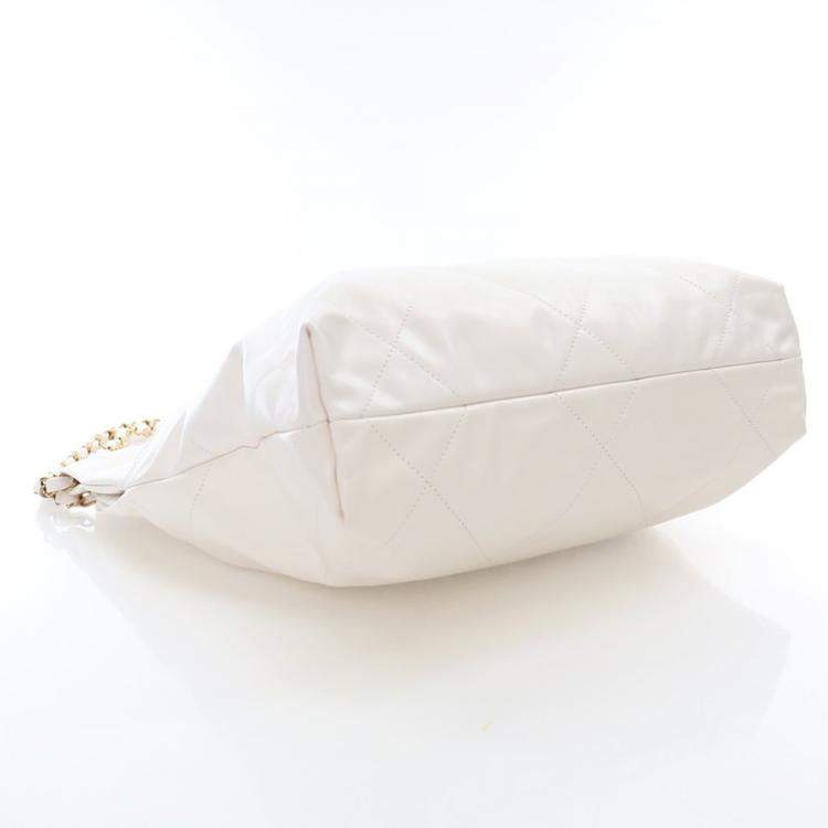 Pre Owned Chanel Small White Goatskin 22 Hobo
