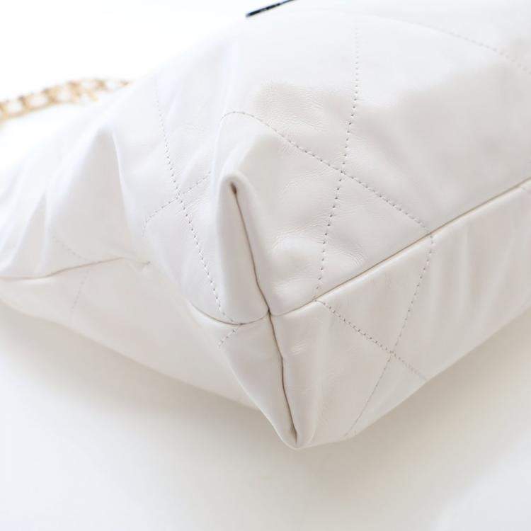 Pre Owned Chanel Small White Goatskin 22 Hobo