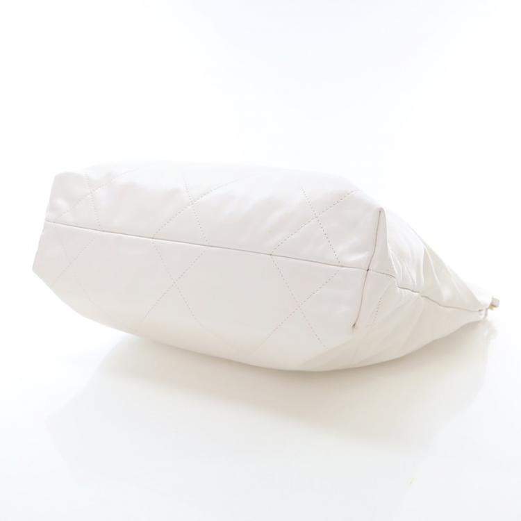 Pre Owned Chanel Small White Goatskin 22 Hobo