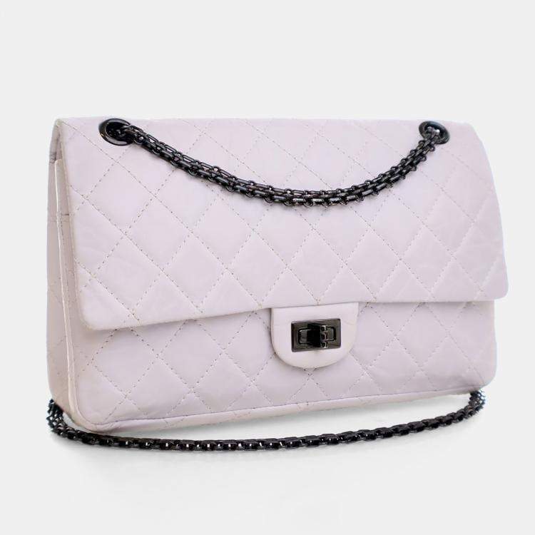 Pre Owned Chanel Grey Aged Calfskin Reissue 2.55 Flap Bag 226