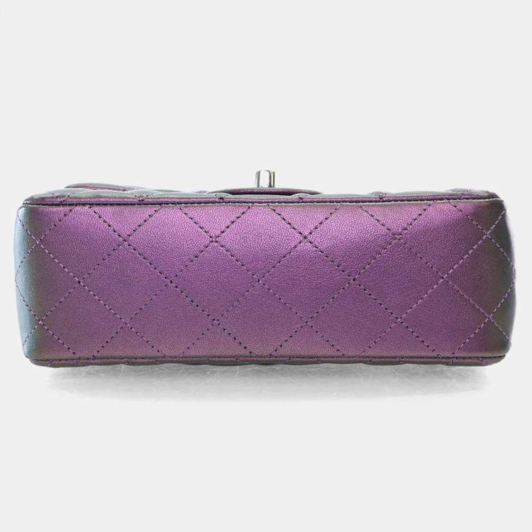 Pre Owned Chanel Mini Iridescent Lambskin Rectangular Classic Flap Bag