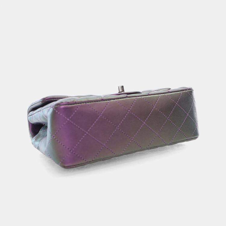 Pre Owned Chanel Mini Iridescent Lambskin Rectangular Classic Flap Bag