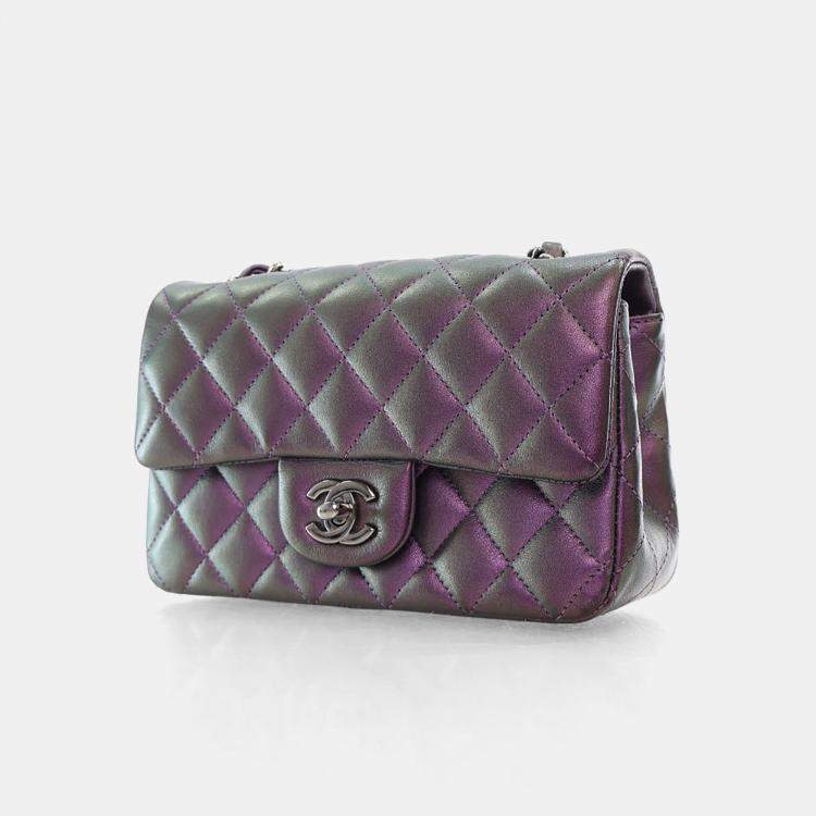 Pre Owned Chanel Mini Iridescent Lambskin Rectangular Classic Flap Bag