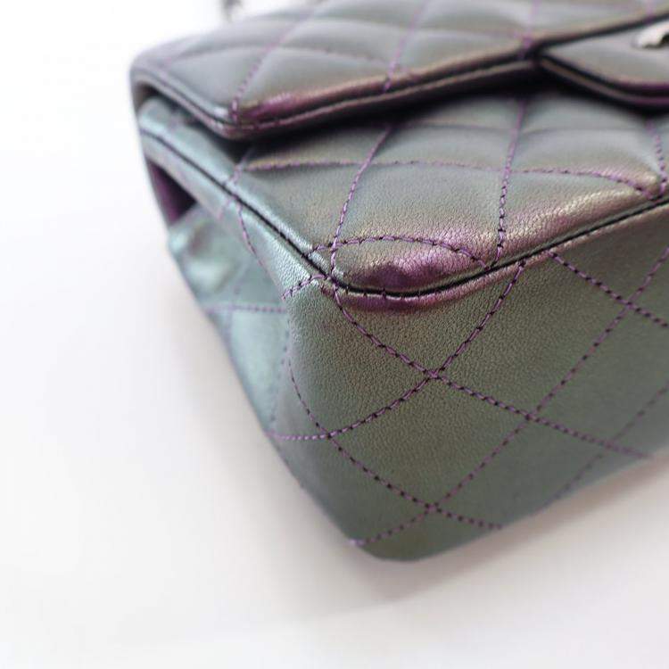 Pre Owned Chanel Mini Iridescent Lambskin Rectangular Classic Flap Bag