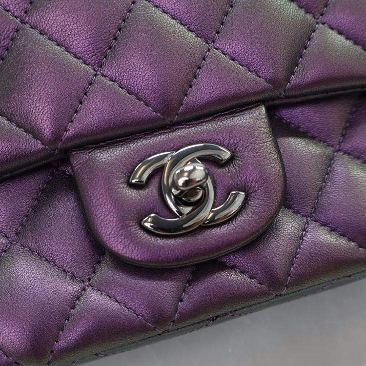 Pre Owned Chanel Mini Iridescent Lambskin Rectangular Classic Flap Bag