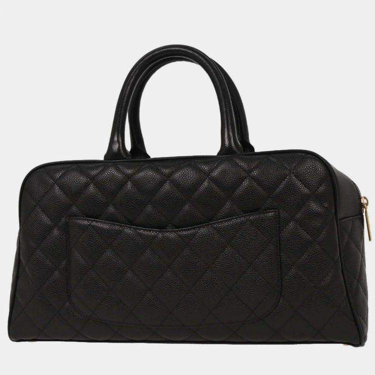 Pre Owned Chanel Black Calfskin Bowling Bag