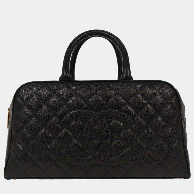 Pre Owned Chanel Black Calfskin Bowling Bag