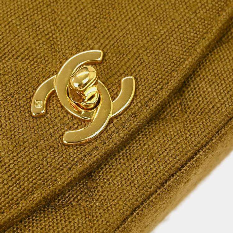 Pre Owned Chanel Brown Linen Small Diana Shoulder Bag