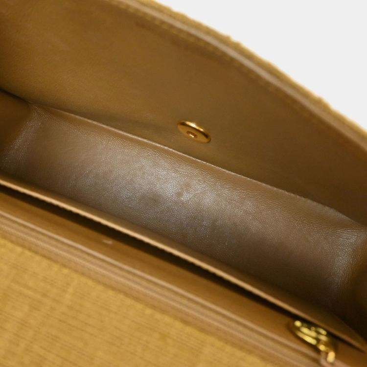 Pre Owned Chanel Brown Linen Small Diana Shoulder Bag