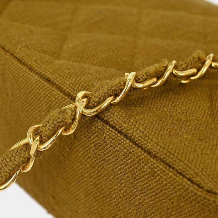 Pre Owned Chanel Brown Linen Small Diana Shoulder Bag