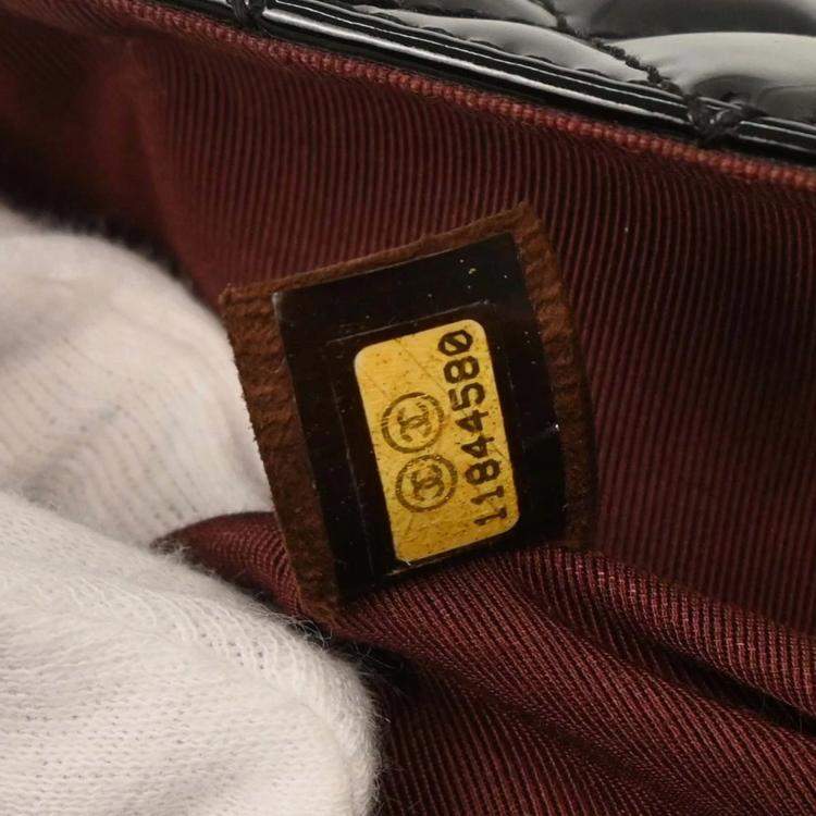 Pre Owned Chanel Black Patent Leather Secret Label Single Flap Shoulder Bag