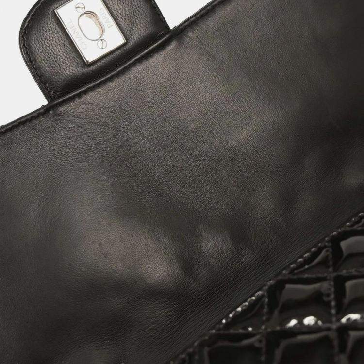 Pre Owned Chanel Black Patent Leather Secret Label Single Flap Shoulder Bag