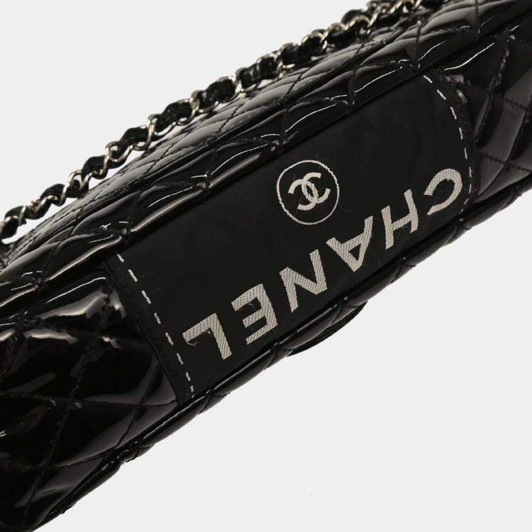 Pre Owned Chanel Black Patent Leather Secret Label Single Flap Shoulder Bag